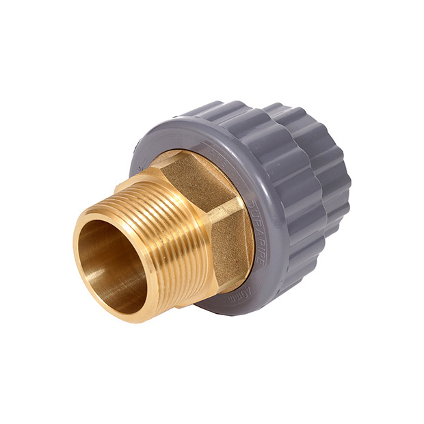 Koppeling 3-delig met messing buitendraad en polyamide wartel