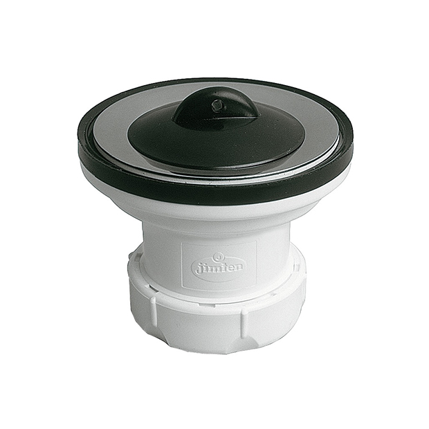 Wastafelplug met inox plug en rubberen stop, type S-158