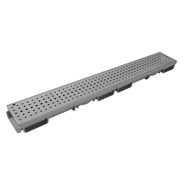 Afvoergoot Connecto 100 (PVC) met RVS vierkant rooster