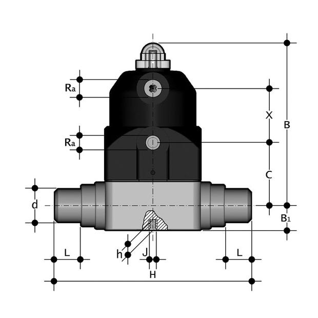 Membraanafsluiter compact pneumatisch - CMDM/CP-NC