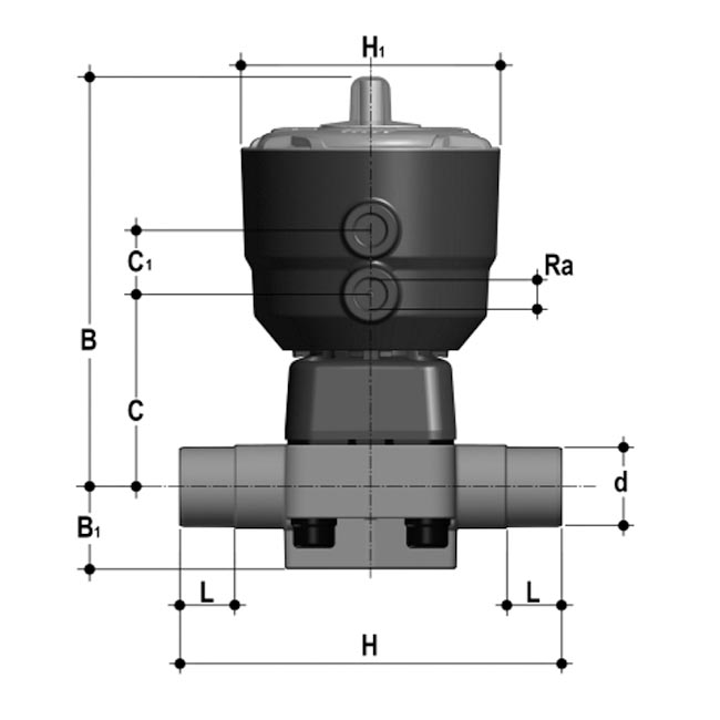 Membraanafsluiter pneumatisch - DKDV/CP-NC