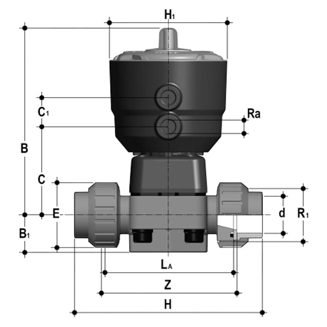 Membraanafsluiter pneumatisch - DKUIV/CP-NC