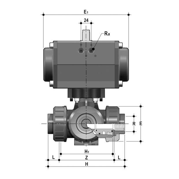 3-weg kogelkraan pneumatisch - LKDIM/CP-SA