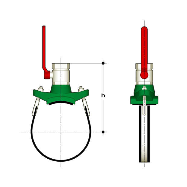 Strap-on zadel - voor hot tap installaties - Gietijzer/RVS/PVC-C
