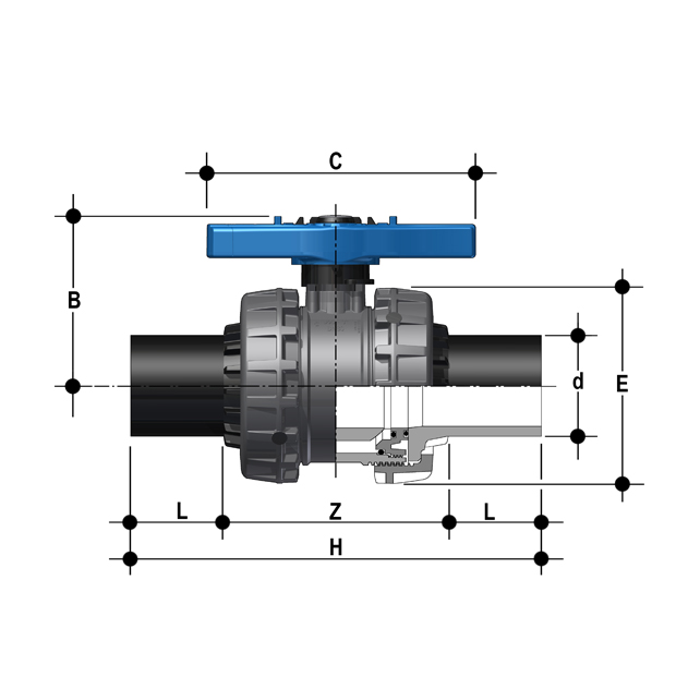 2-weg kogelkraan EPDM - VEEBEV