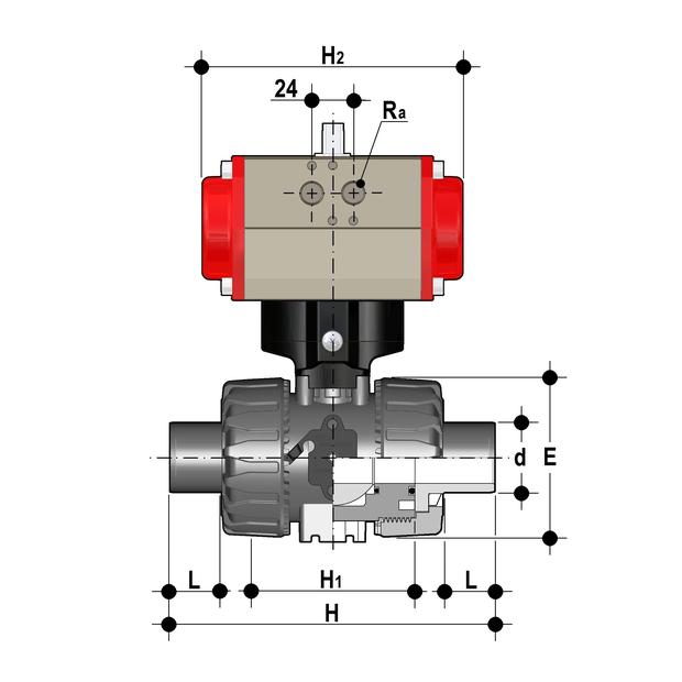 2-weg kogelkraan pneumatisch - VKDDC/CP-NC